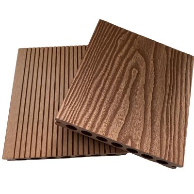 China Outdoor wpc composite wooden decking flooring 3D waterproof deep embossed plastic composite decking for sale