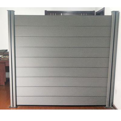 China Gray Color WPC Garden Fence Easily Assembled Outdoor Custom Fence Panel With WPC Panel for sale