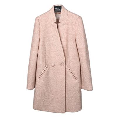 China Pink and white ladies circle anti-shrink velvet blended fashion overcoat women's wool coats for autumn winter wear clothing for sale