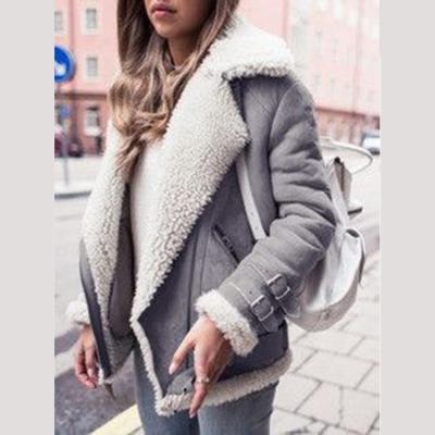 China Granular Jacket Plus Size Motorcycle Zipper Deerskin Velvet Coat And Lambswool Coat Women's Lapel Fur Velvet Coat for sale