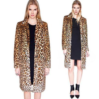 China 2021 new Anti-wrinkle winter coat for women's long outerwear leopard print imitation fur coat for sale