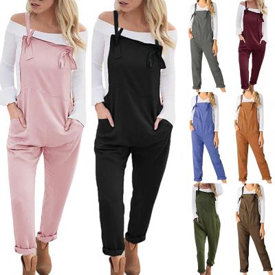 China 2021 Multi Color Women Spring Summer Fashion Solid Color Casual Overall One Piece Overalls for sale