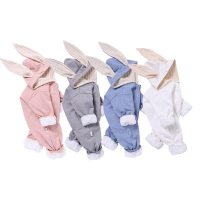 China Sleveeless Newborn Baby Clothes With Big Rabbit Ears Zipper One-Piece INS Hooded Foreign Trade Wish Amazon Hot Sale for sale