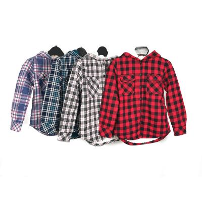 China Cotton 2020 Autumn Winter Hooded Kids Girls Casual Wear OEM/ODM Flannel Designed Plaid Shirts Wholesales for sale