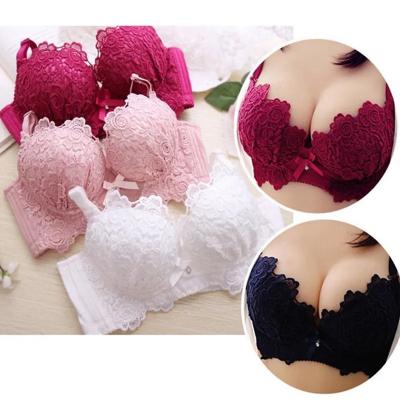 China ZZYUP pump high quality thickening gathered lift up lingerie embroidery lace bra 3/4 cup bra for sale