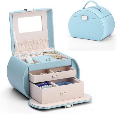 China Princess Style Fabulous Girls Gifts Medium Size Display Blue Jewelry Box Jewelry Packaging Display With Logo Wholesale for sale