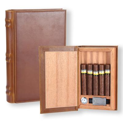 China Cigar Storge Custom 5 Feet By 7 Feet Book Shape Leather Wood Humidor for sale