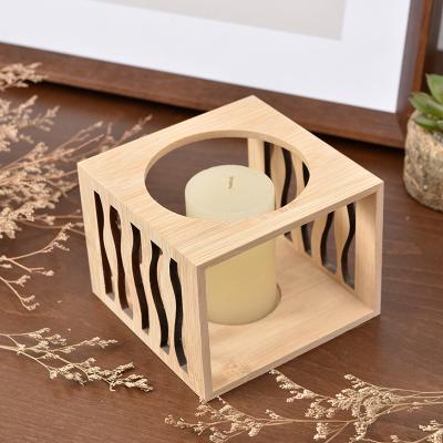 China Gift & Custom Bamboo Wooden Craft Candle Box , Hollow Out Design Wooden Box For Candles for sale