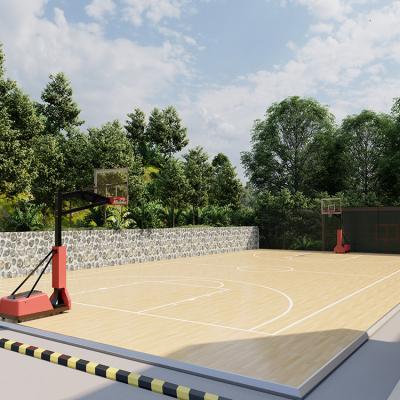 China Hgh-Quality NBA FIBA3X3 Outdoor Basketball Tiles Standard Sports Wood Flooring Outdoor Basketball Court Macwood Flooring for sale