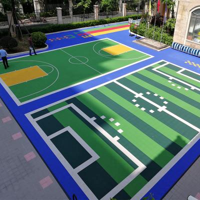 China Beautiful Colorful Fooring Floor Mat Backyard Camping Playground For Kids Outdoor Soft Basketball Court Recyclable Tape Material for sale