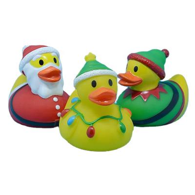 China Used For Entertainment Hot Sale Christmas Bath Duck Custom Animated Christmas Rubber Promotional Floating Plastic Duck for sale