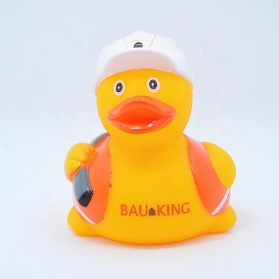 China Used For Entertainment Wholesale Promotional Custom Soft PVC Soft Bath Duck Squeeze Floating Plastic Worker Rubber Duck for sale