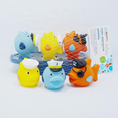 China Bath Toy Wholesale Soft Cute Plastic PVC Fishes Squirt Water Bath Tub Toy Set for sale