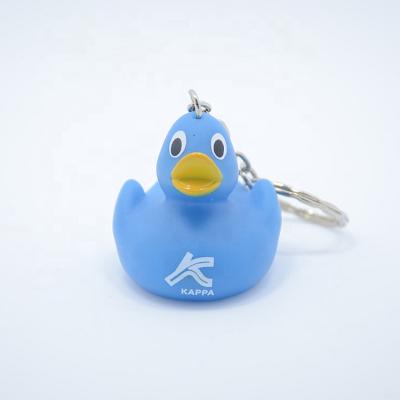 China Promotion Gift Wholesale Soft Plastic Key Chain Personalized Logo Mini Rubber Duck Keychain Custom Made for sale