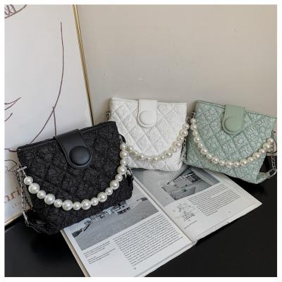 China High quality Guangzhou produced pearl women handbag cotton fabric handbags for women ladies shoulder bags 2021 ladies women for sale