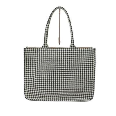 China Guangzhou PORTABLE manufactures fashion luxury houndstooth canvas designer handbags for women tote bags for sale