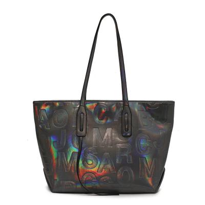 China PORTABLE Hot Sale Debossed Printing Tote Handbag For Women Luxury Purses and Handbags Rainbow Color Woman Bags for sale