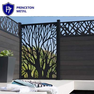 China Easily Assembled Custom Laser Cut Metal Fence Panel Perforated Aluminum Fence Privacy Panel for sale