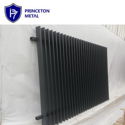 China Easily Assembled Powder Coated Black Aluminum Metal Vertical Garden Slat Slat Fence Panels for sale