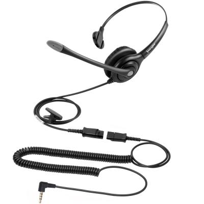 China Noise Canceling Professional Microphone Call Center Headset with 3.5mm Connector Quck Disconnector to 3.5mm Adapter Included for sale