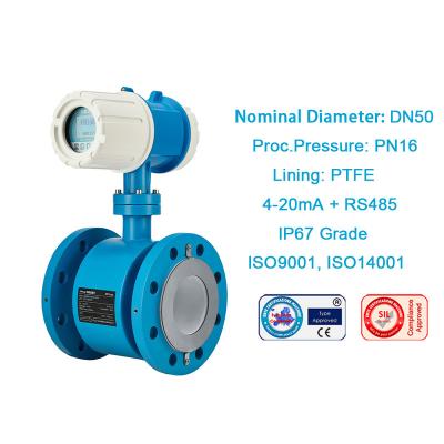 China OEM Factory Price IP67 Electromagnetic Sewage Flow Meter Sewage Industry Sewage Industry Flange Type Electromagnetic Flowmeter DN50 RS485 for sale