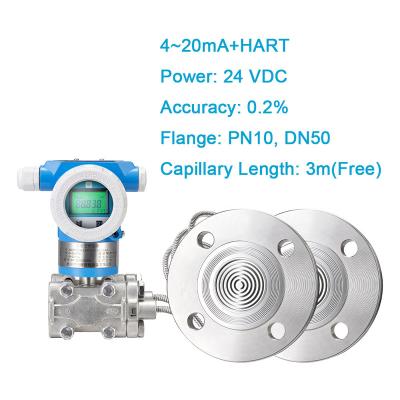 China Diaphragm Type Transmitter Low Cost 4-20mA Hart Service Flexible Flat Membrane Measuring 0.2% Water Oil Air Pressure Differential Pressure Sensor for sale