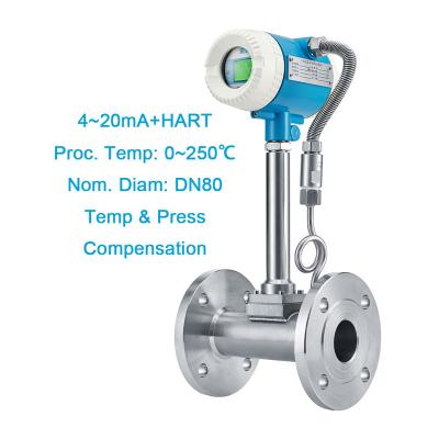 China Power Industry Carbon Steel Flanges DN80 4-20mA Hart Protocol Vortex Flow Meter With Temperature And Pressure Compensation for sale