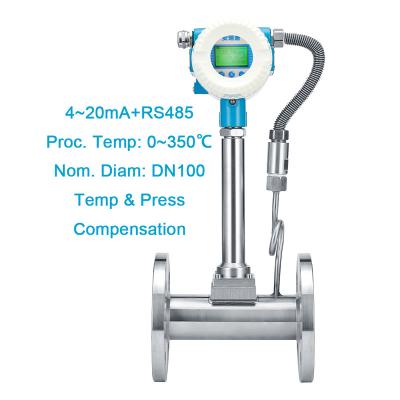 China Power Industry Top Quality High Temperature And Pressure Compensation DN100 4-20mA Vortex Flow Meter With Mudbus RS485 for sale