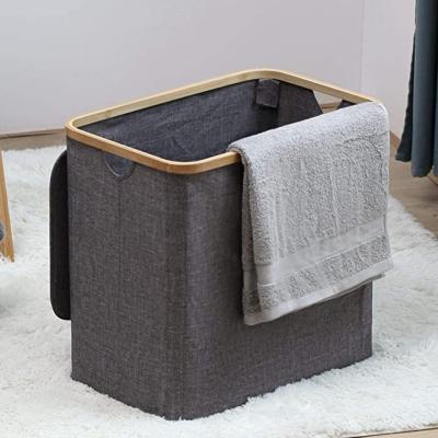 China Basics Minimalist Cotton Room Dormitory Storage Folder Folding Bamboo Laundry Basket for sale