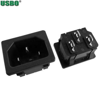 China Good Quality AC Power Socket 250V 10A Copper IEC320 C13 C14 3Pins AC Power Plug for sale