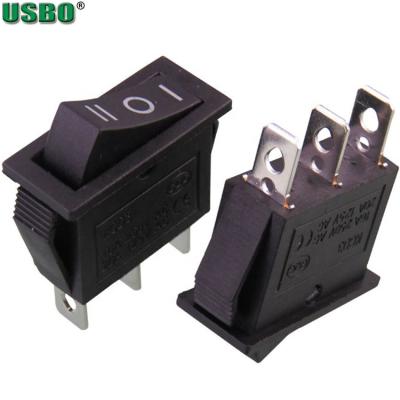 China All Copper Rocker Switch USBO 3 Position 3Pins Boat Type 30*13mm All-Black Power All Copper Rocker Switch for sale