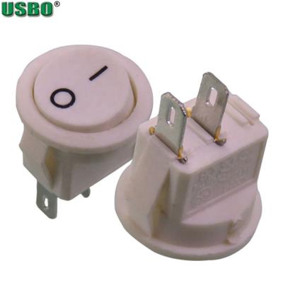 China White Round SPST 2 Position Distorted Power Board Switch USBO 2Pins ON/OFF Boat Type Distorted Power Board Switch for sale