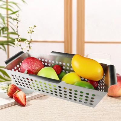 China 2023 New Arrivals Stainless Steel Products New Arrivals Silver Multifunctional Drain Basket Kitchen Sink Drain Basket Barbecue Grill Basket for sale