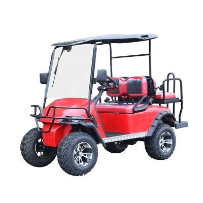 China Hot Selling 4 Wheel High Speed ​​Drive Electric Golf Cart with Folded Back Seat 23x10-14 for sale