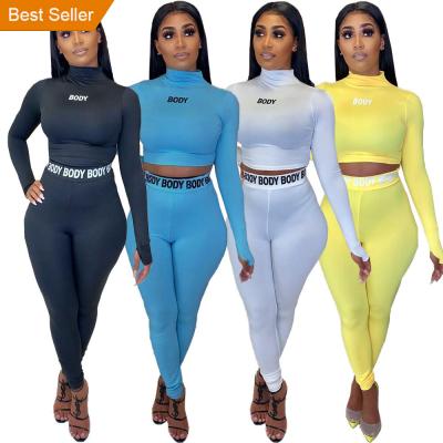 China QUICK DRY Ready to Ship Wholesale Fall Fashion 2021 Women's Autumn Sets Clothes Sheaths Long 2 Pieces Sets Bodycon Outfits Women for sale