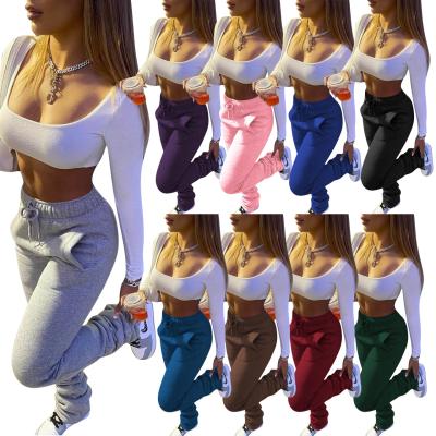 China Breathable Ready To Ship Wholesale 10 Colors Womens Pants Pants Velvet Thick Joggers Sweats Stacked Pants Gaiters For Women for sale