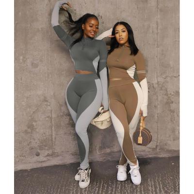 China Breathable Tracksuits For Women Autumn Winter Set Patchwork Half Pants Fashion Zipper Sportswear Ladies Two Piece Sets Women 2021 2 Piece Set for sale