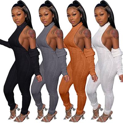 China Anti-Wrinkle Long Sleeve Sweater Bodycon Jumpsuit One Piece Women for sale