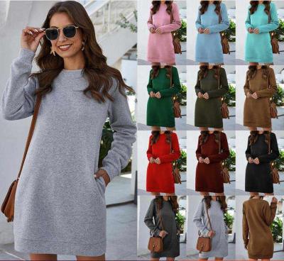 China Anti-static ready to ship wholesale plus size women fall winter fashion long sleeve dresses casual woman shirt dresses for sale