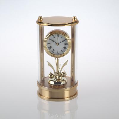 China Antique style aluminum table clock with rotating pendulum for sale