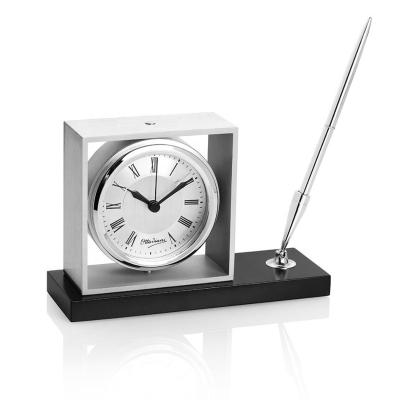 China Hot Antique Amazon Style Table Clock Keepsake Desktop Gifts With Picture Frame And Pen for sale