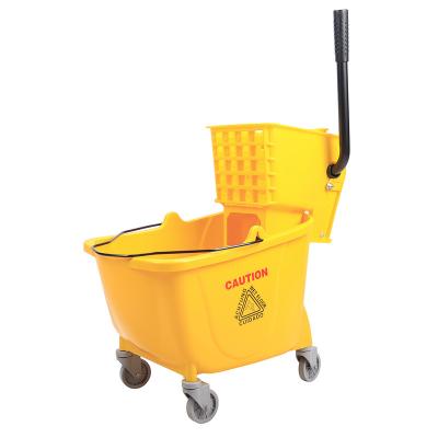 China Sustainable Plastic 32L Hand Broom Wringer With Wheels Industrial Wringer Broom Bucket Broom Bucket for sale