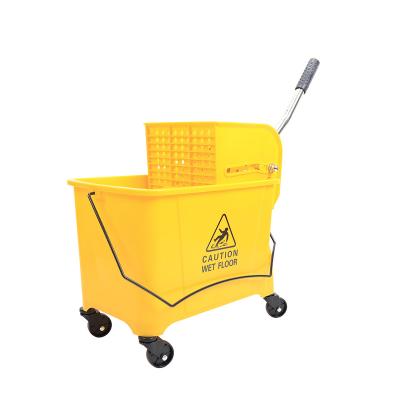 China Best Price Sustainable Plastic Hospital Hotel Hotel Plastic Squeeze Mop Bucket Wringer Cart Cleaning Cart With Wheels for sale