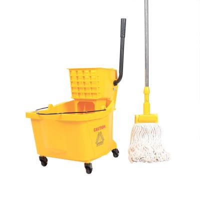 China Sustainable High Quality Small Mop Bucket Cart With Side Press Wringer for sale