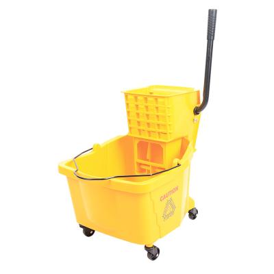 China Sustainable Plastic 32L Hand Broom Wringer With Wheels Industrial Wringer Broom Bucket Broom Bucket for sale