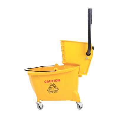 China Viable HOT SALE 24L Yellow Mop Floor Bucket Handle Floor Mop Wringer Cleaning Mop and Bucket with Wringer Set for sale