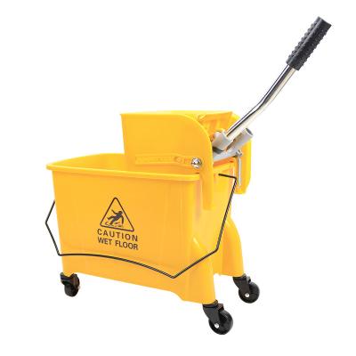 China Durable Yellow Squeeze Mop Bucket 20L 5.3 Gallon Sustainable PP With Separate Wringer Compartments for sale