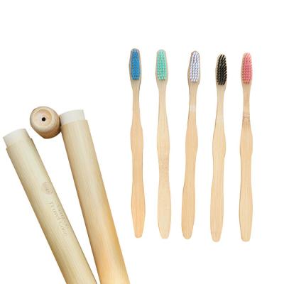 China OEM Home Eco-friendly 100% Organic Charcoal Wholesale Bamboo Toothbrush With Customized Packing Logo for sale