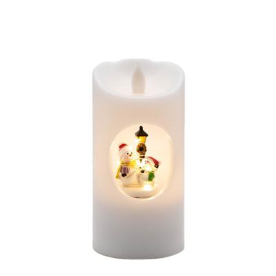 China 2021 Rotating Music Candle Paraffin Wax Decoration LED Christmas Candle Flameless Stage Led Candle for sale