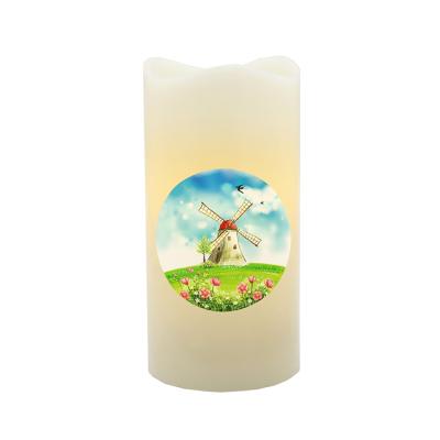 China Home Decor COLOR CHANGING Rotating Real Wax Projection LED Candle With USB for sale